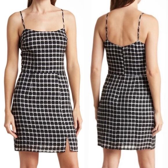 Dress The Population NWT Sleeveless Kallan Plaid Grid Pattern Mini Black XL - Picture 1 of 11